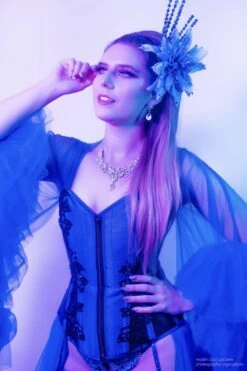 Navy Blue Longline Overbust Corset With Black Lace And Mesh Panels -Corset Story WTS518 LuciLeClaire GregLarro 1 c668d5d9 4084 48a0 87e1 945c3b4de20b