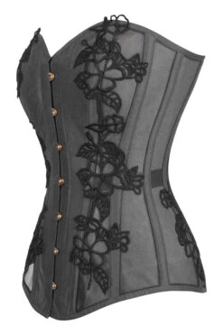 Black Longline Overbust Corset With Black Lace And Mesh Panels -Corset Story WTS519 1 340955b4 a3f4 487f 89a5 45d163cc4176
