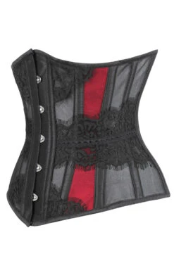 Waist Taming Mesh Underbust With Red Satin Panels And Decorative Lace -Corset Story WTS520 2