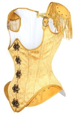 Golden Steampunk Underbust Corset With Hip And Shoulder Detail 8 Golden Steampunk Underbust Corset With Hip And Shoulder Detail -Corset Story WTS528 2
