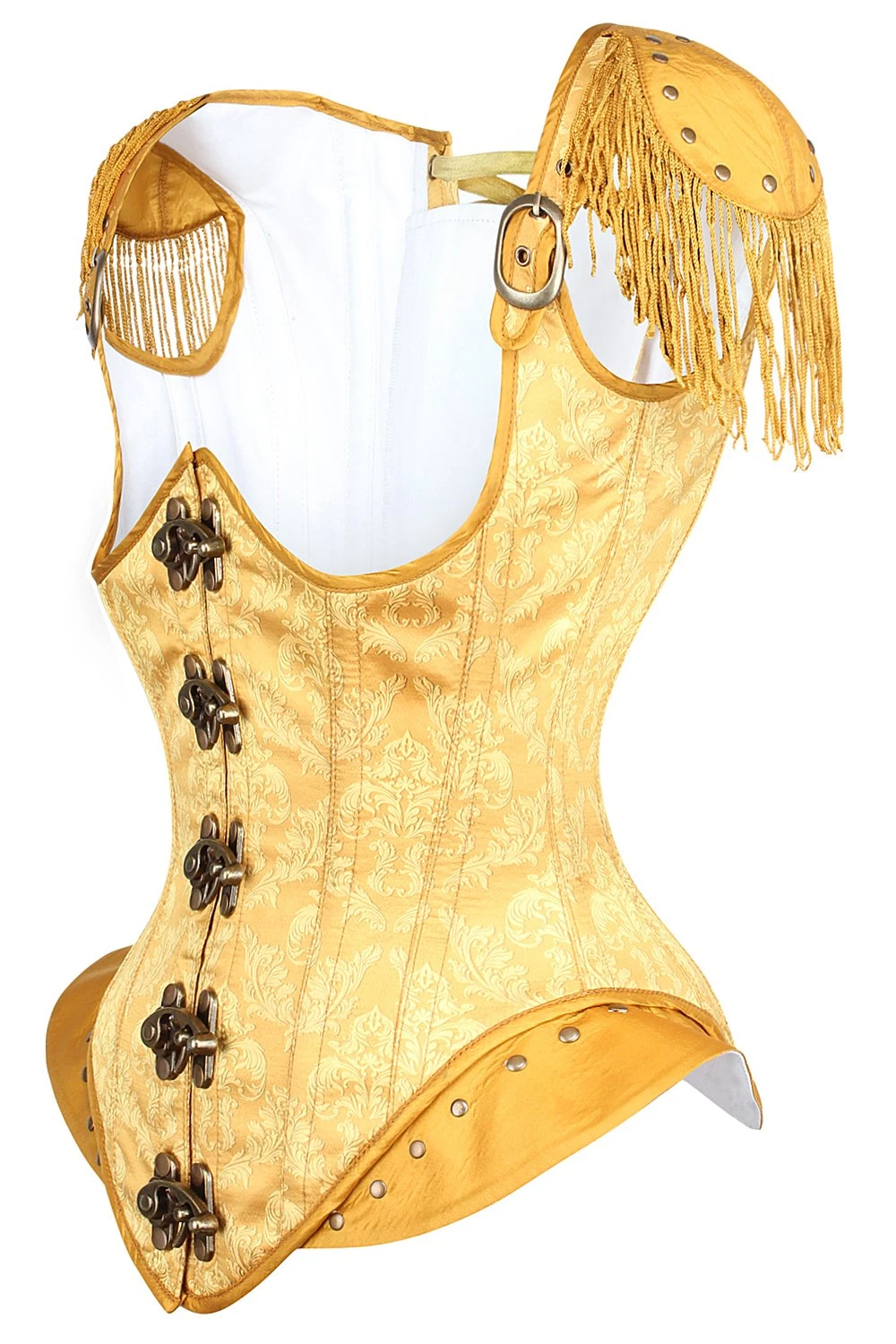 Golden Steampunk Underbust Corset With Hip And Shoulder Detail 4 Golden Steampunk Underbust Corset With Hip And Shoulder Detail - Image 4