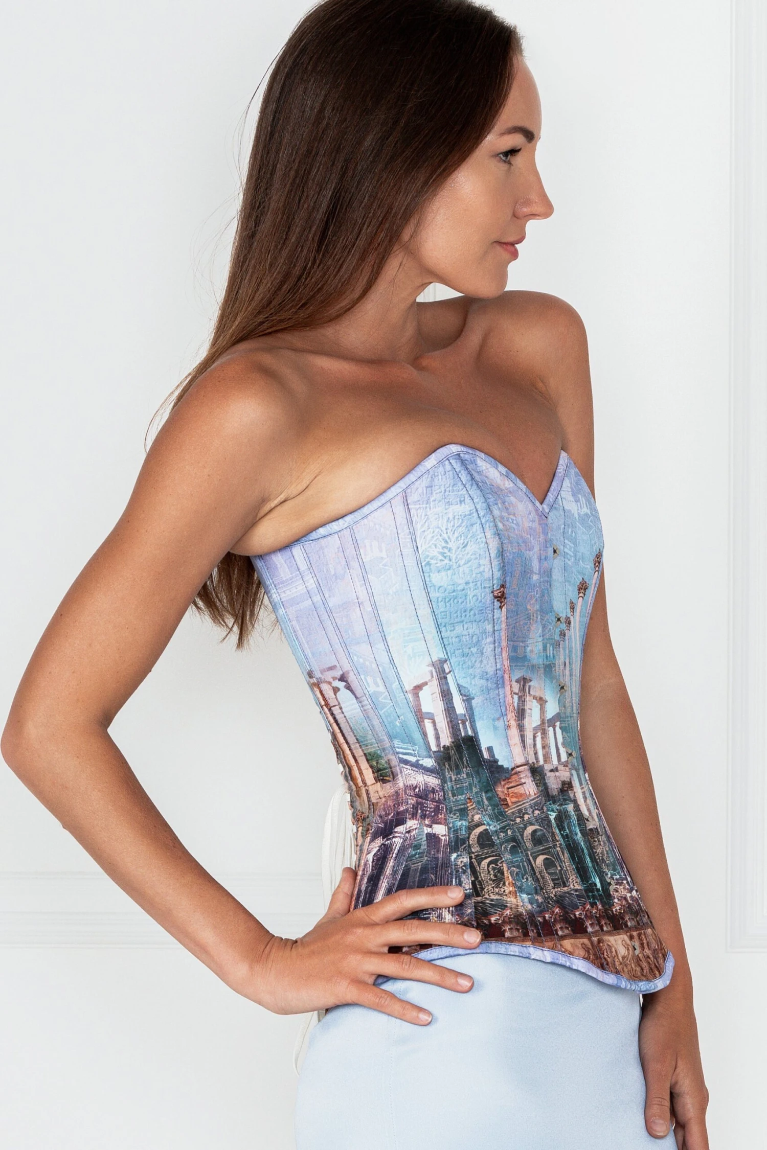 Longline Architectural Print Waist Taming Corset 2 Longline Architectural Print Waist Taming Corset - Image 2