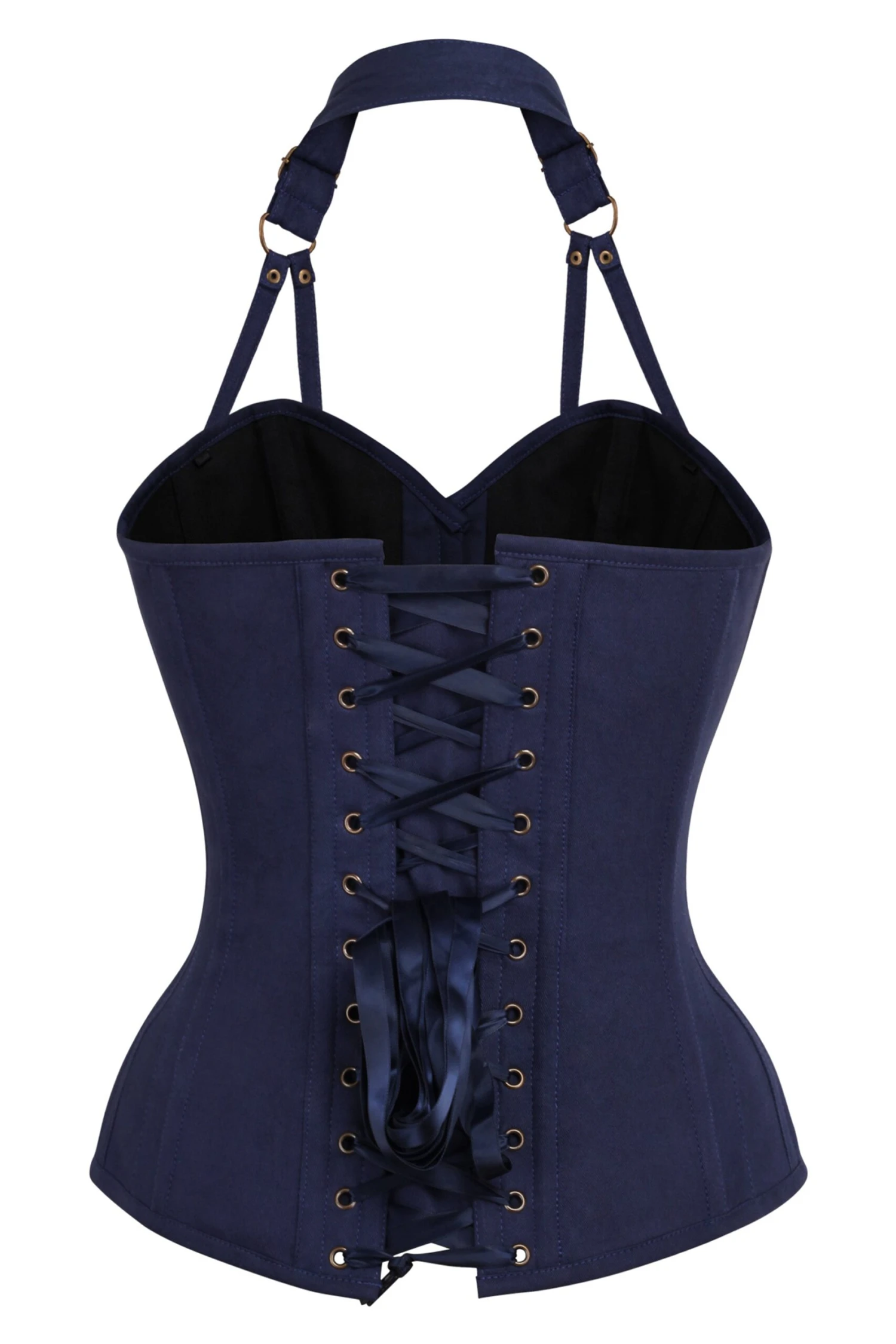 Navy Blue & Gold Military Inspired Burlesque Corset 2 Navy Blue & Gold Military Inspired Burlesque Corset - Image 2
