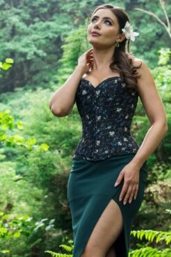 Ditsy Floral Printed Cotton Overbust Corset -Corset Story WTS601 website 3