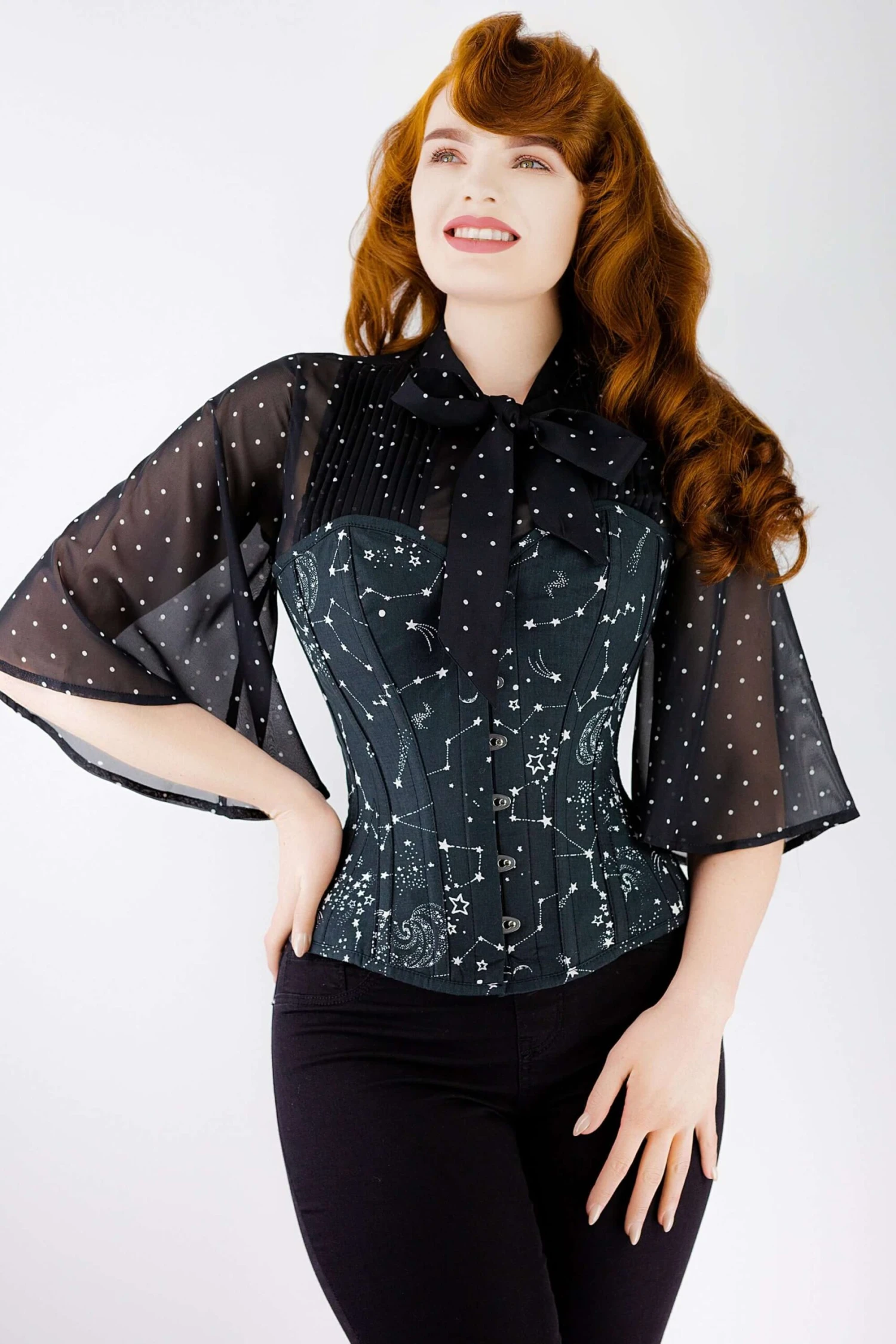 Astronomy Black Overbust Cotton Corset 4 Astronomy Black Overbust Cotton Corset - Image 4