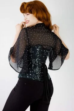 Astronomy Black Overbust Cotton Corset 14 Astronomy Black Overbust Cotton Corset -Corset Story WTS602 4