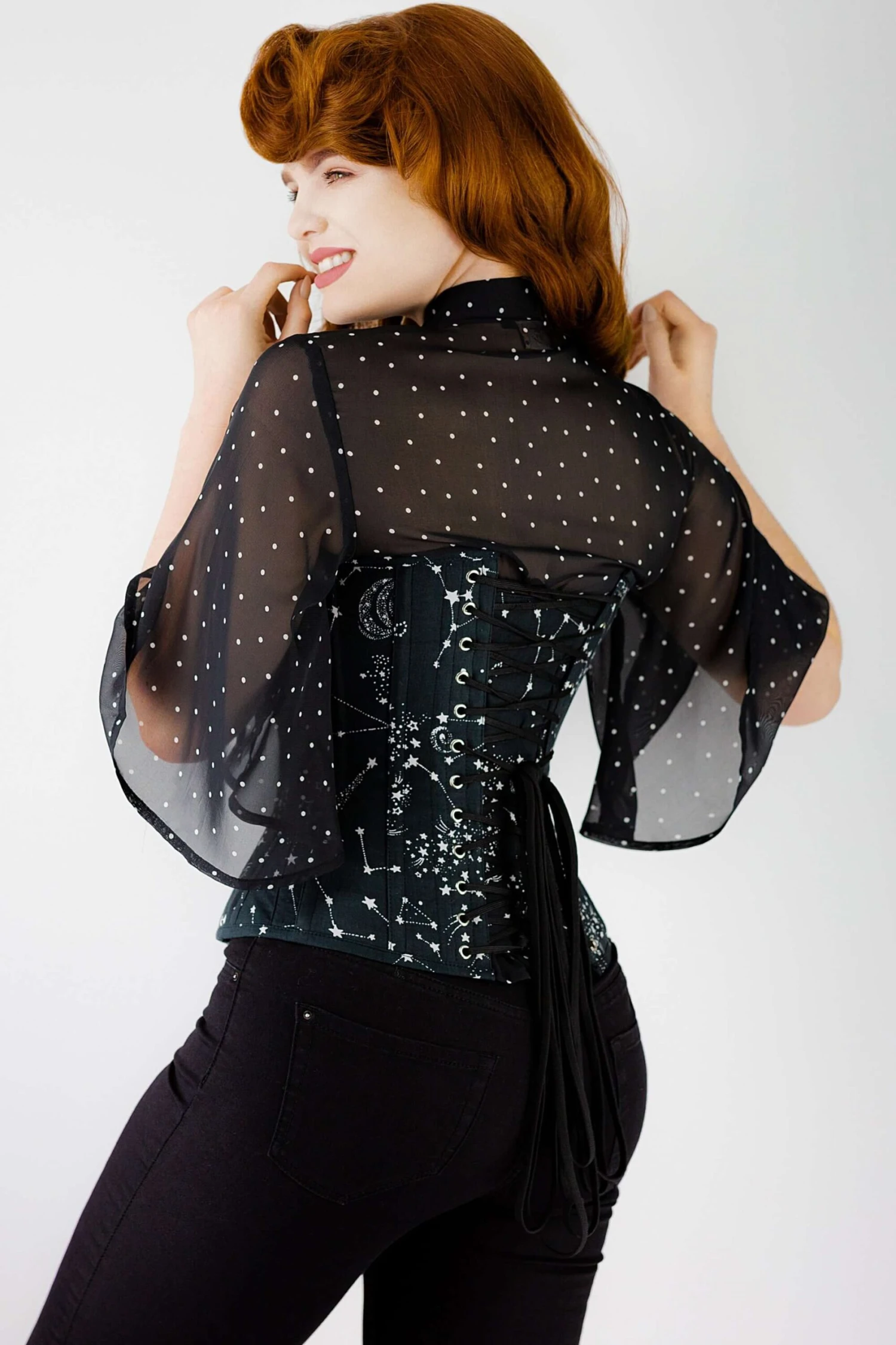 Astronomy Black Overbust Cotton Corset 5 Astronomy Black Overbust Cotton Corset - Image 5