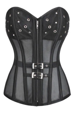 Black Mesh Corset With Front Zip
