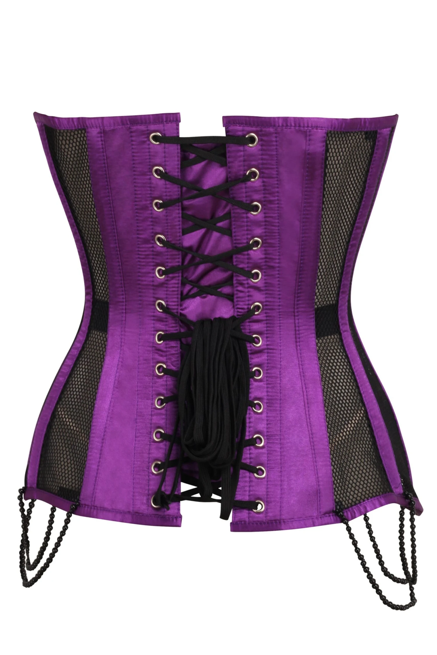Purple Mesh And Lace Appliqué Waist Taming Overbust Corset 2 Purple Mesh And Lace Appliqué Waist Taming Overbust Corset - Image 2