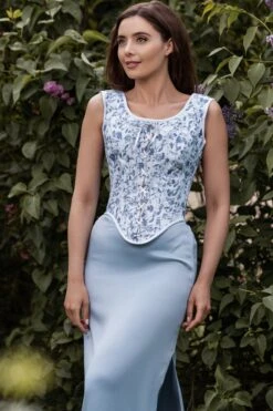 Historically Inspired Blue Corset Top 12 Historically Inspired Blue Corset Top -Corset Story WTS8033 1
