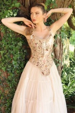 Historic Brocade High Back Overbust Corset 16 Historic Brocade High Back Overbust Corset -Corset Story WTS825 7