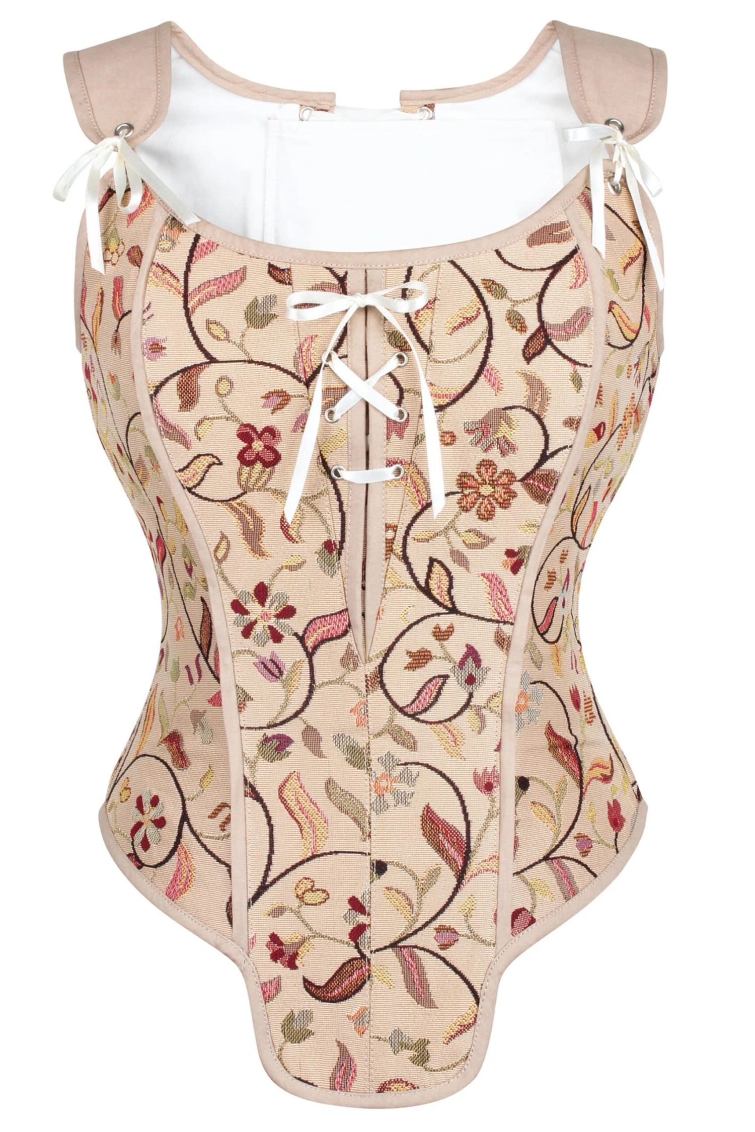 Historic Brocade High Back Overbust Corset 1 Historic Brocade High Back Overbust Corset