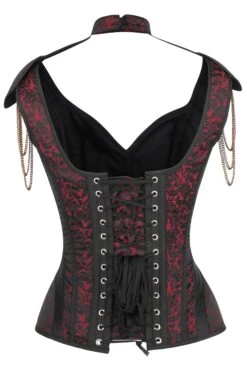 Red Brocade Closed Front Epaulettes Corset -Corset Story WTS828 2 0d41a614 78c9 4cc4 ae9c aa86772b0c36
