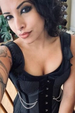 Pinstripe Waistcoat Corset -Corset Story WTS836 Customerpic May2021