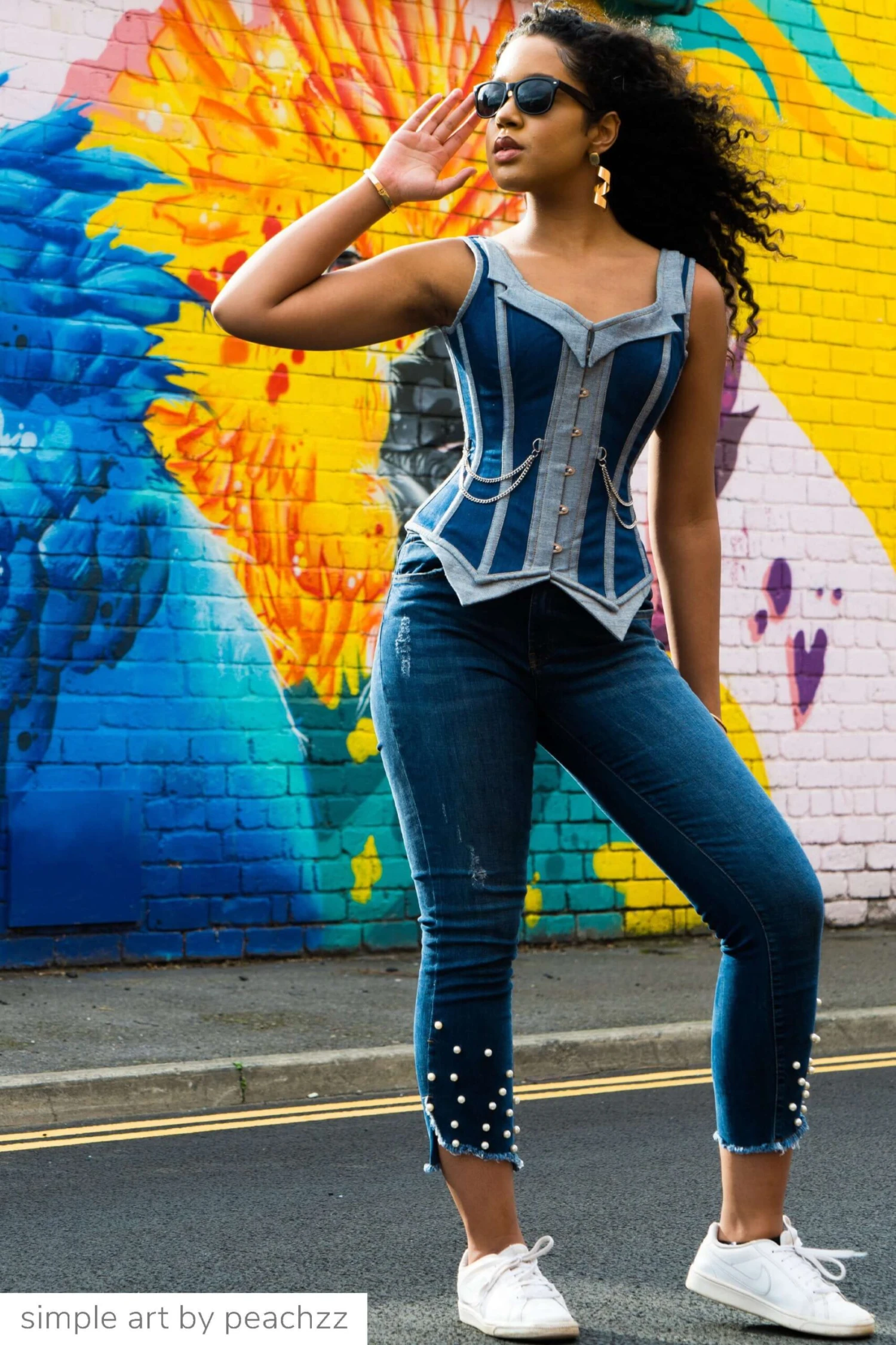 Double Denim WaistCoat Corset 2 Double Denim WaistCoat Corset - Image 2