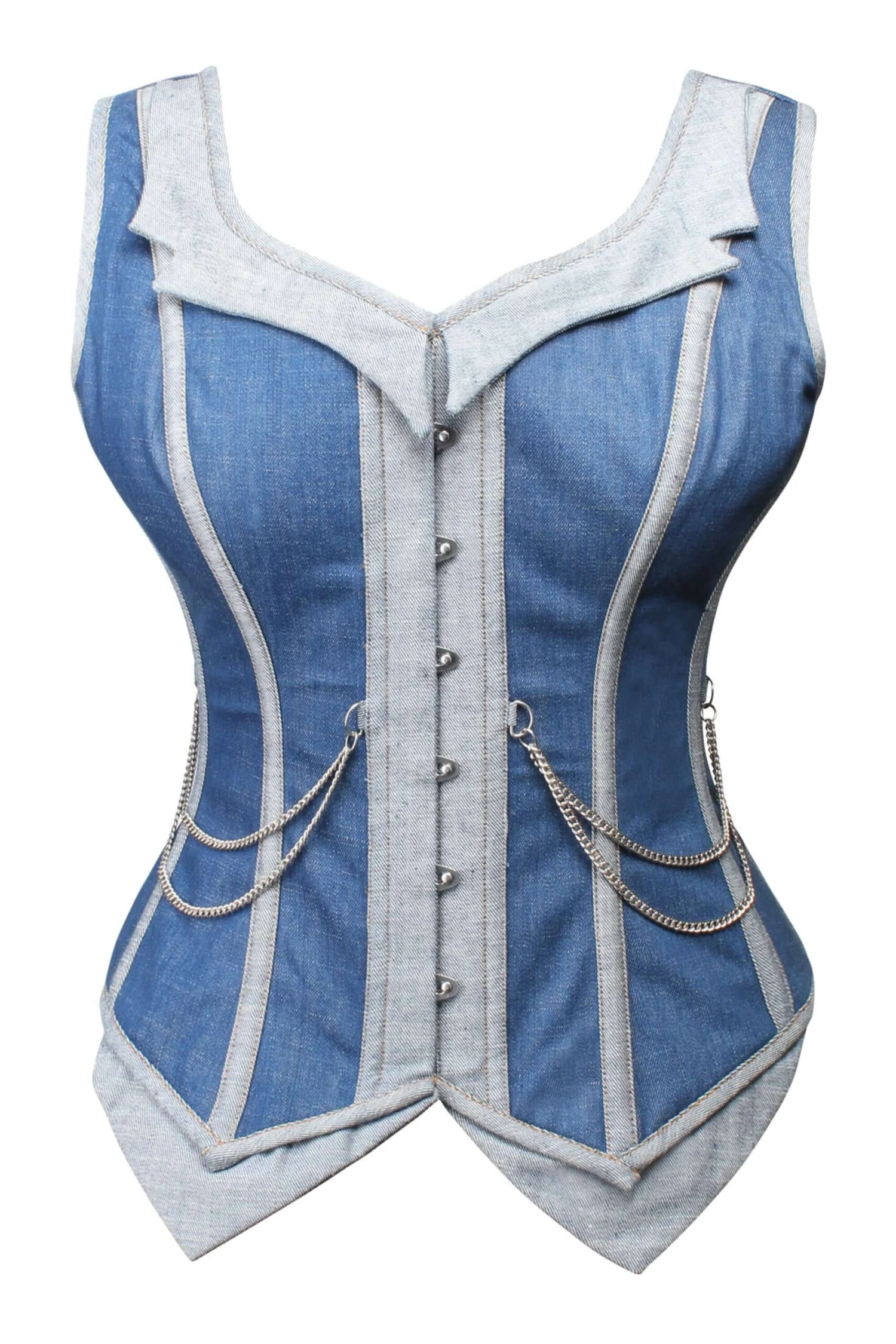 Double Denim WaistCoat Corset 1 Double Denim WaistCoat Corset