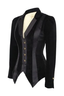 Black Velvet Corset Tuxedo Jacket -Corset Story WTS8403