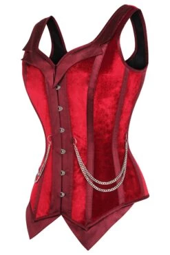 Burgundy Velvet WaistCoat Corset -Corset Story WTS8433