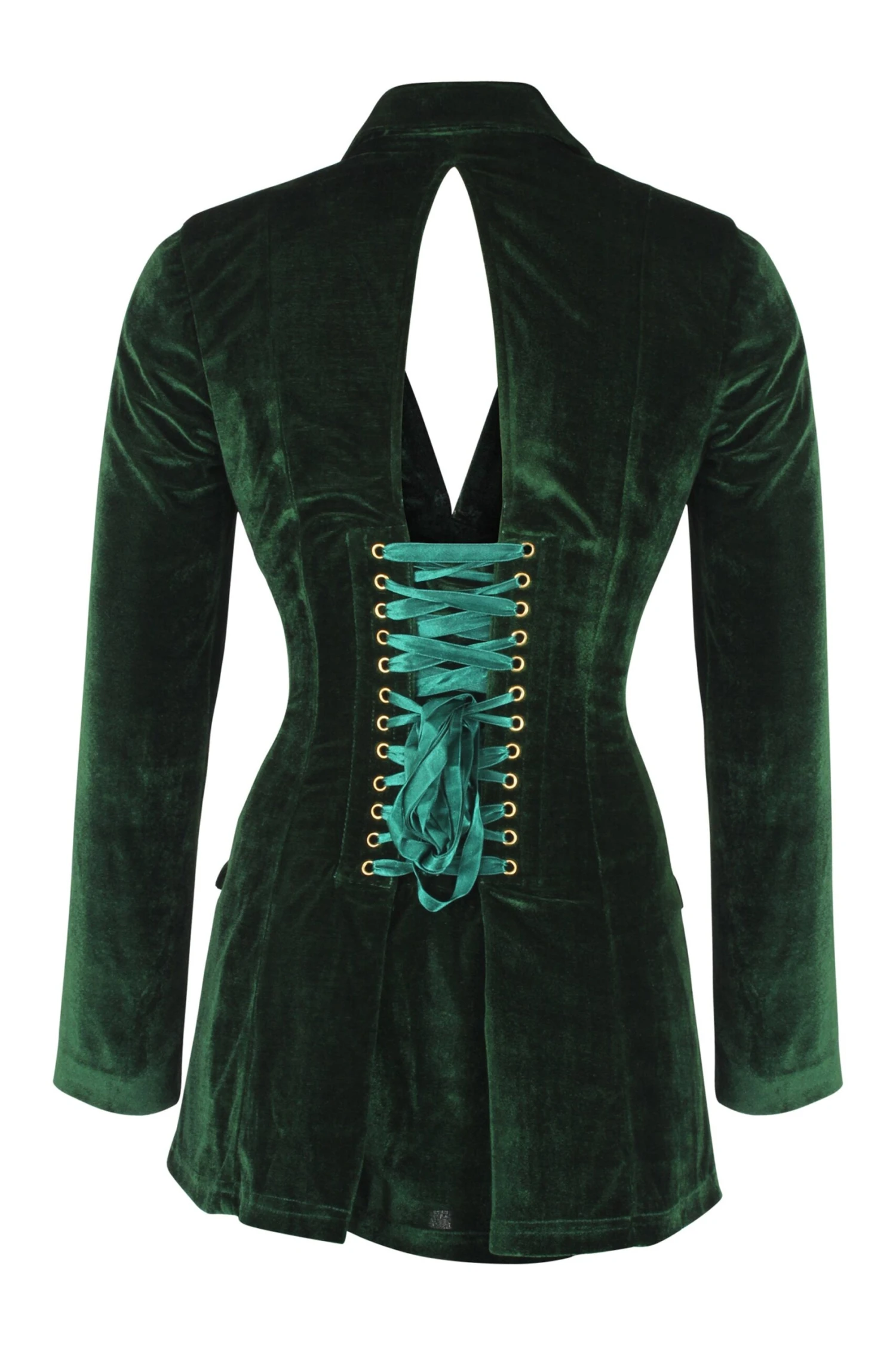 Green Velvet Corseted Jacket 2 Green Velvet Corseted Jacket - Image 2