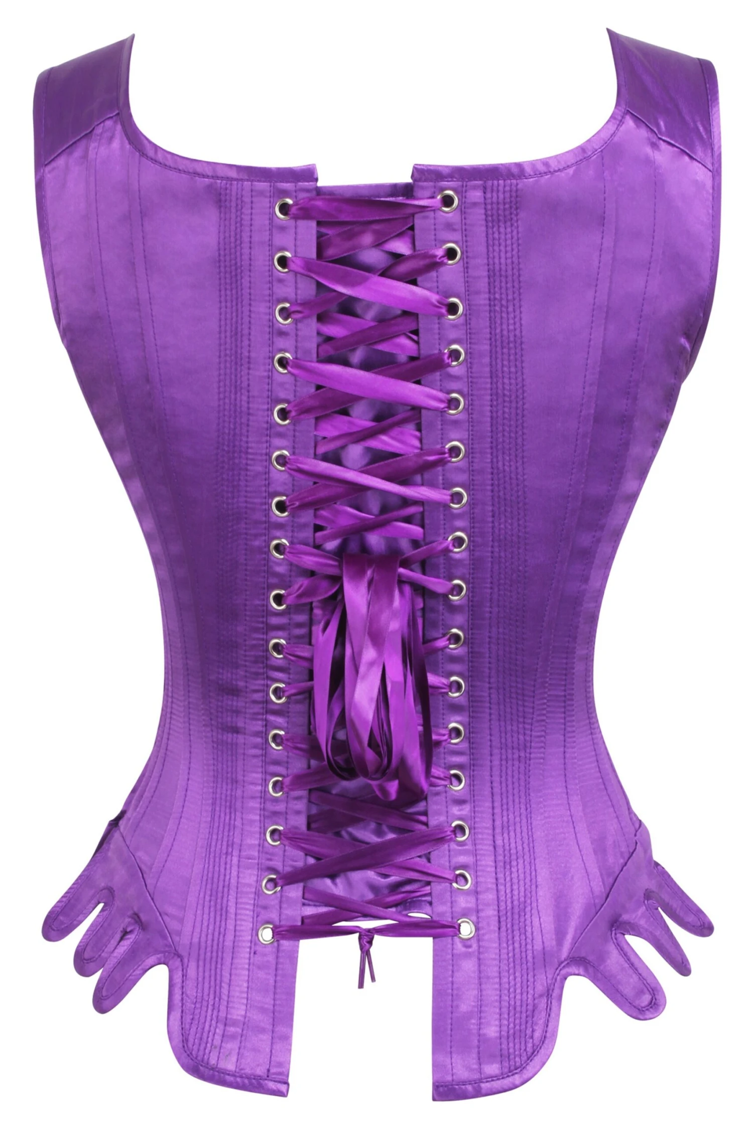 Historically Inspired Satin Overbust Corset In Violet 2 Historically Inspired Satin Overbust Corset In Violet - Image 2