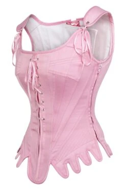 Historically Inspired Baby Pink Satin Overbust Corset -Corset Story WTS8513