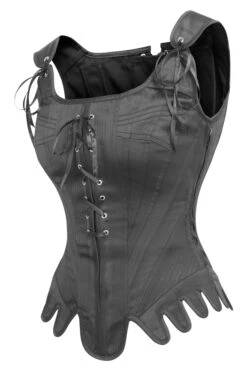 Historically Inspired Black Satin Overbust Corset -Corset Story WTS8523
