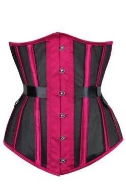 Bossy Pink Longline Mesh Underbust Corset With Fan Ribbon Lacing