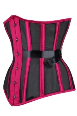 Bossy Pink Longline Mesh Underbust Corset With Fan Ribbon Lacing 5 Bossy Pink Longline Mesh Underbust Corset With Fan Ribbon Lacing -Corset Story WTS912 3