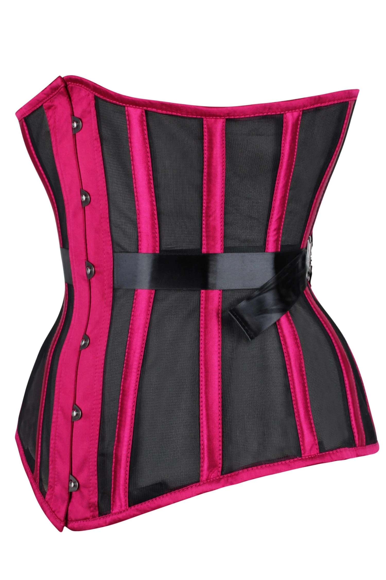 Bossy Pink Longline Mesh Underbust Corset With Fan Ribbon Lacing 3 Bossy Pink Longline Mesh Underbust Corset With Fan Ribbon Lacing - Image 3