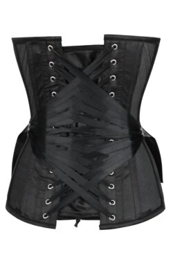 Black Overbust Mesh Corset With Fan Ribbon Lacing 14 Black Overbust Mesh Corset With Fan Ribbon Lacing -Corset Story WTS915 2