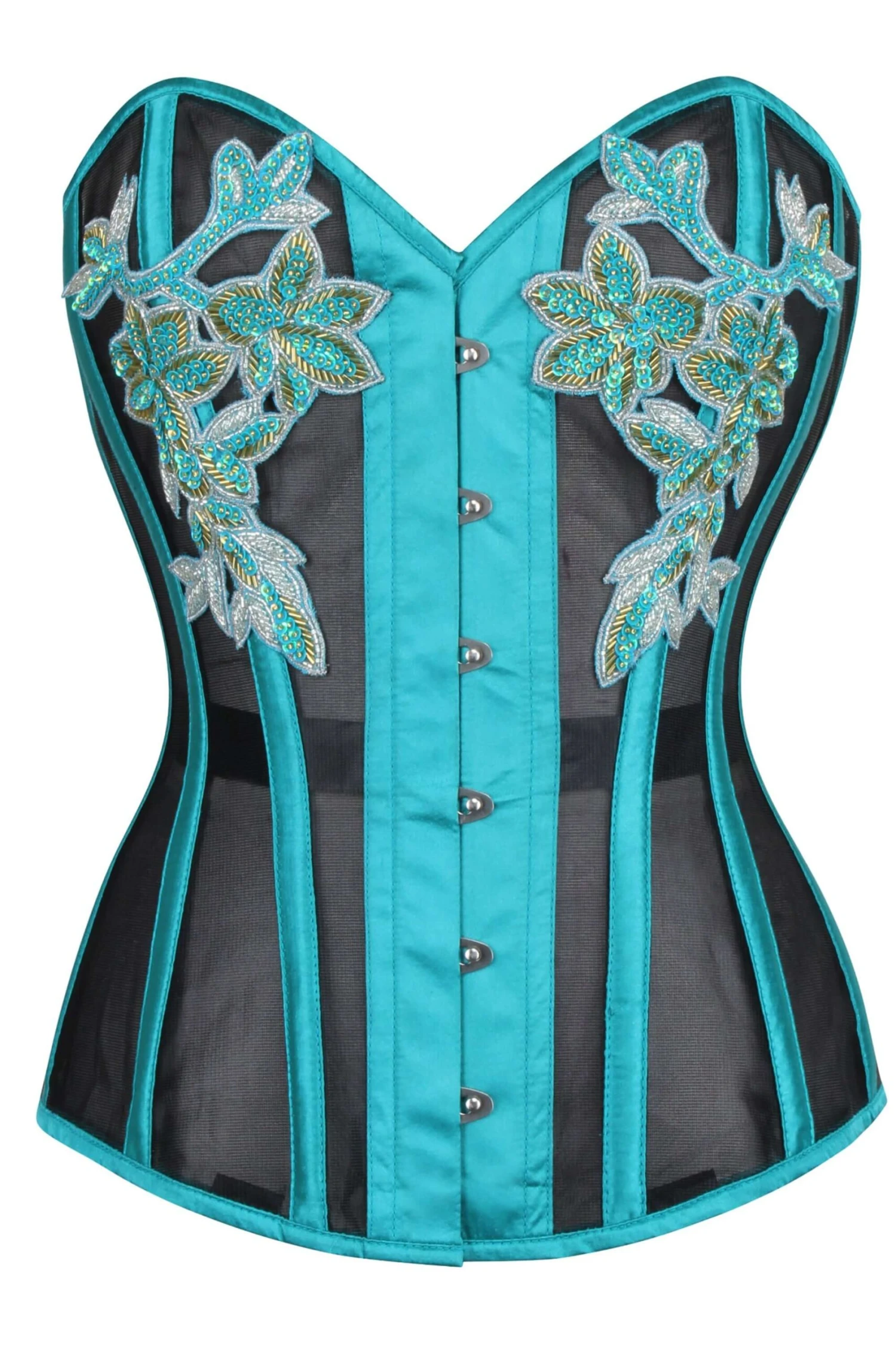 Aqua Overbust Mesh Corset 1 Aqua Overbust Mesh Corset