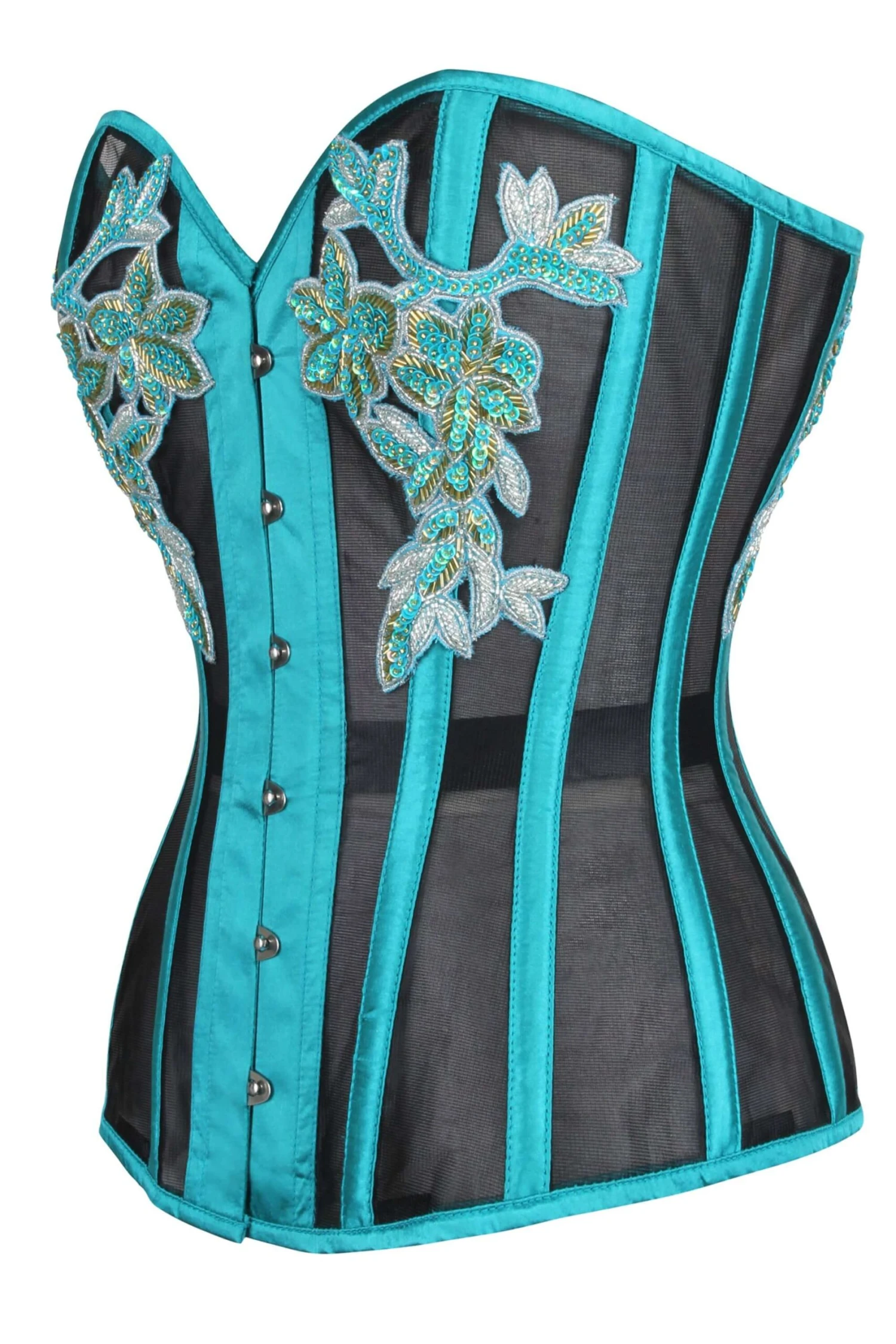 Aqua Overbust Mesh Corset 5 Aqua Overbust Mesh Corset - Image 5