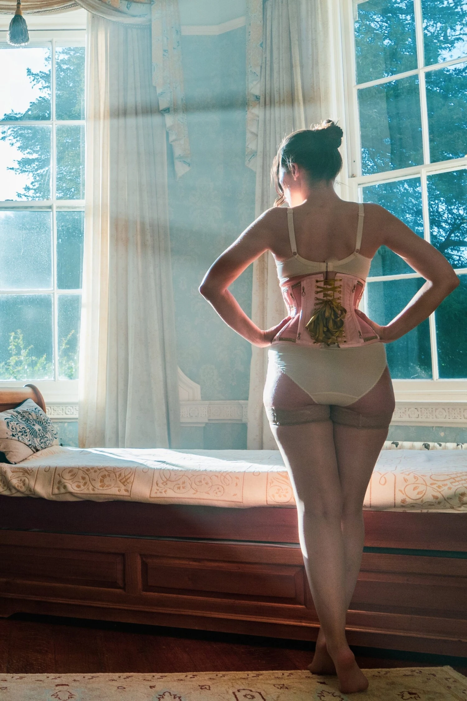 Historically Inspired Peach And Gold Underbust Corset 8 Historically Inspired Peach And Gold Underbust Corset - Image 8