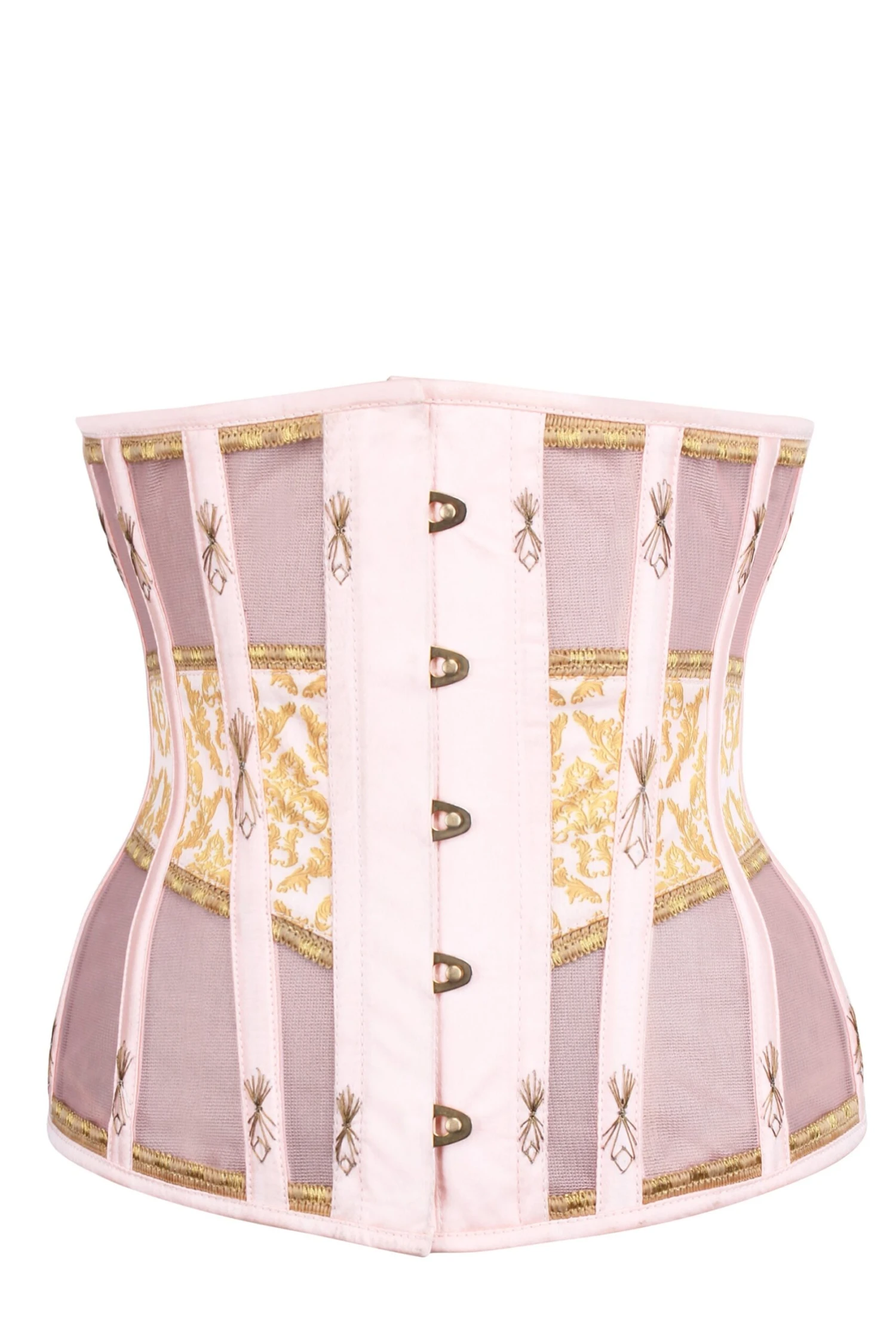 Historically Inspired Peach And Gold Underbust Corset 1 Historically Inspired Peach And Gold Underbust Corset