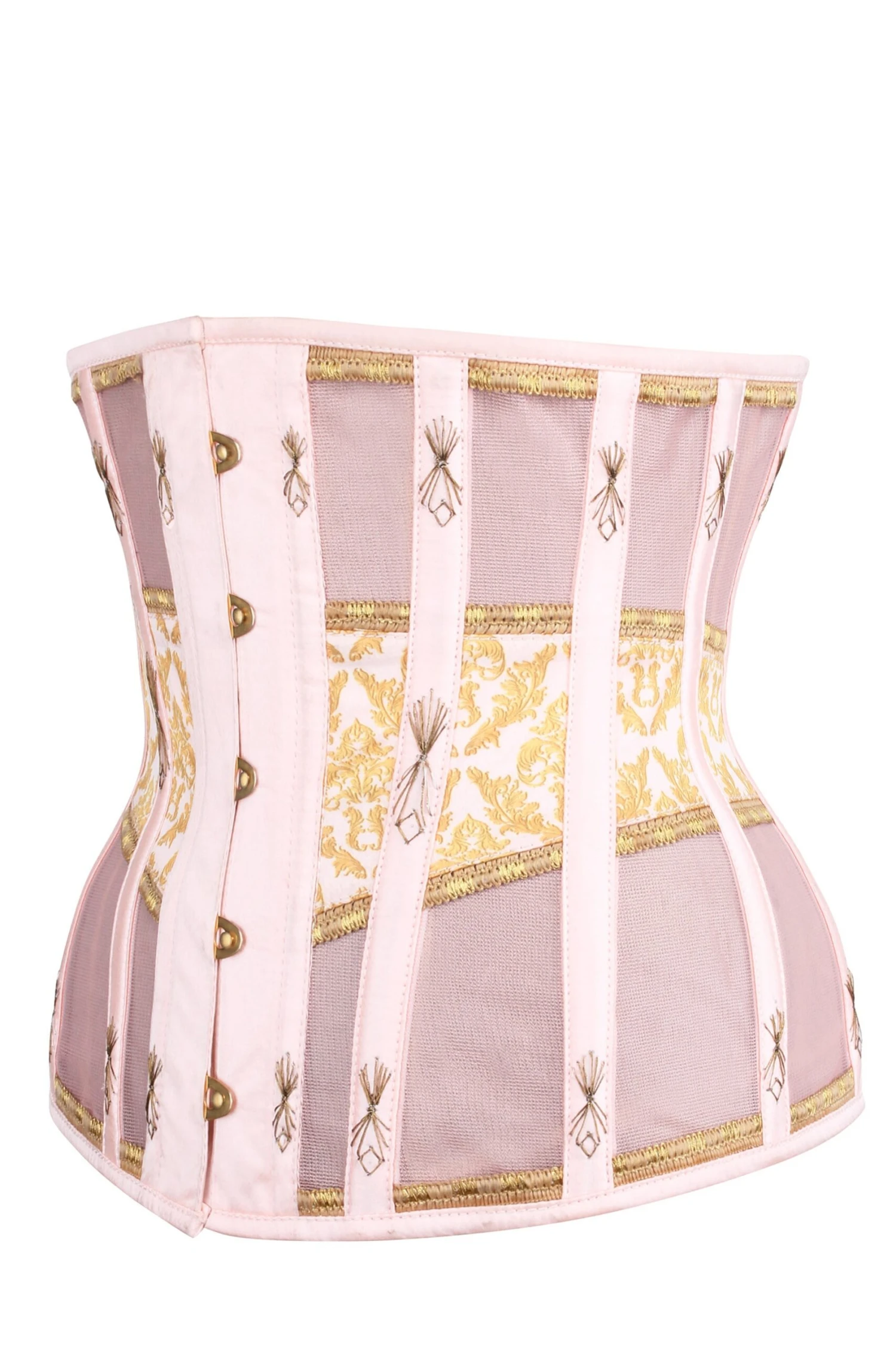 Historically Inspired Peach And Gold Underbust Corset 4 Historically Inspired Peach And Gold Underbust Corset - Image 4