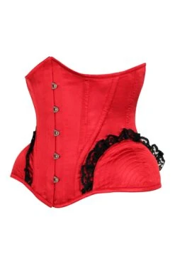 Lipstick Red Burlesque Underbust With Bullet Hip Gores 5 Lipstick Red Burlesque Underbust With Bullet Hip Gores -Corset Story WTS9483