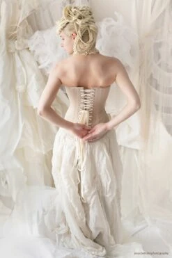 Champagne Matt Satin Longline Waist Taming Overbust 16 Champagne Matt Satin Longline Waist Taming Overbust -Corset Story WTVIC017 aucontrairephotography 2