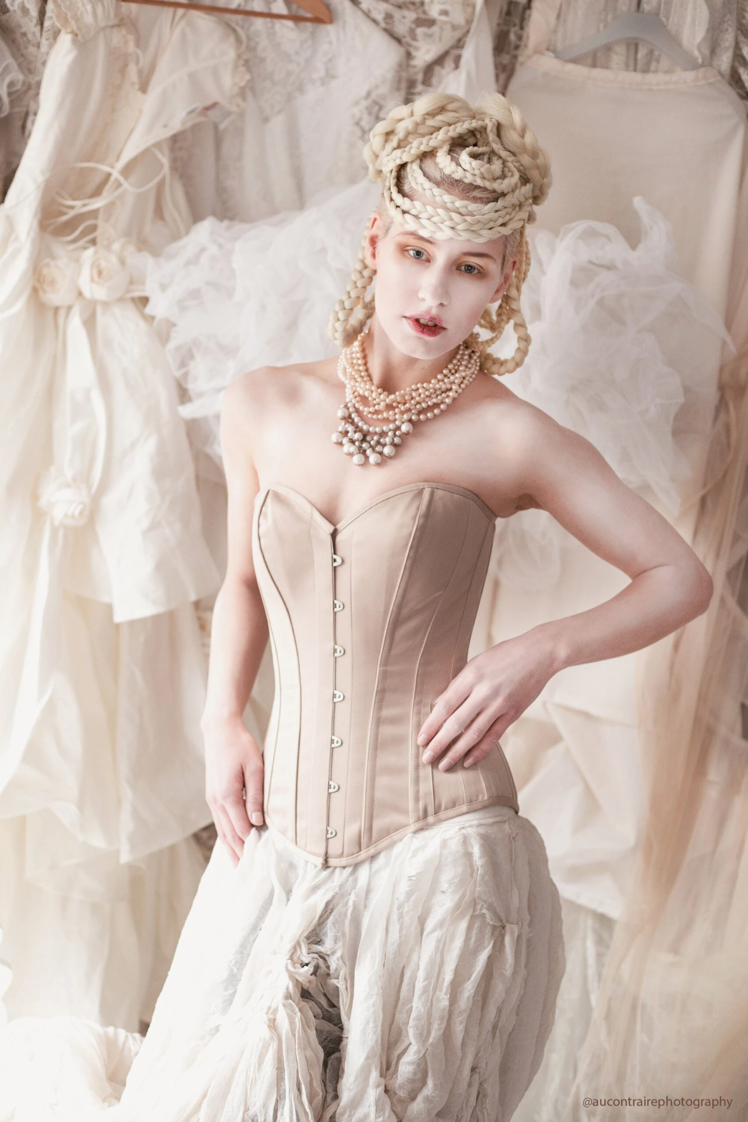 Champagne Matt Satin Longline Waist Taming Overbust 13 Champagne Matt Satin Longline Waist Taming Overbust - Image 13