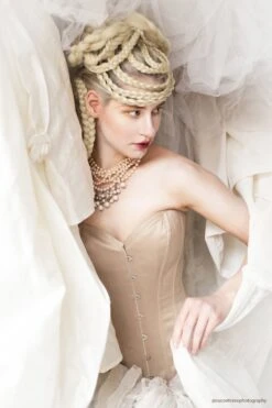 Champagne Matt Satin Longline Waist Taming Overbust 23 Champagne Matt Satin Longline Waist Taming Overbust -Corset Story WTVIC017 aucontrairephotography 6