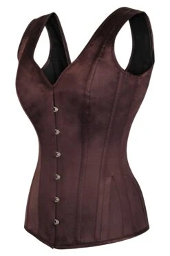 Espresso V Neck Waist Taming Overbust With Straps 5 Espresso V Neck Waist Taming Overbust With Straps -Corset Story WTVIC1143