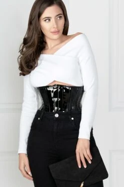 Black PVC Classic Underbust Waist Trainer With Hip Gores 18 Black PVC Classic Underbust Waist Trainer With Hip Gores -Corset Story Waspi 1