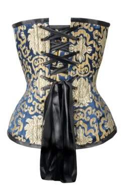 Blue With Gold Brocade Pattern Overbust With Hooks -Corset Story a3733 back 1 c4a61f68 3a19 4e33 b1a9 51218690468d