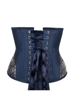 Midnight Blue Underbust With Shimmering Hip Panels 29 Midnight Blue Underbust With Shimmering Hip Panels -Corset Story corset back 2