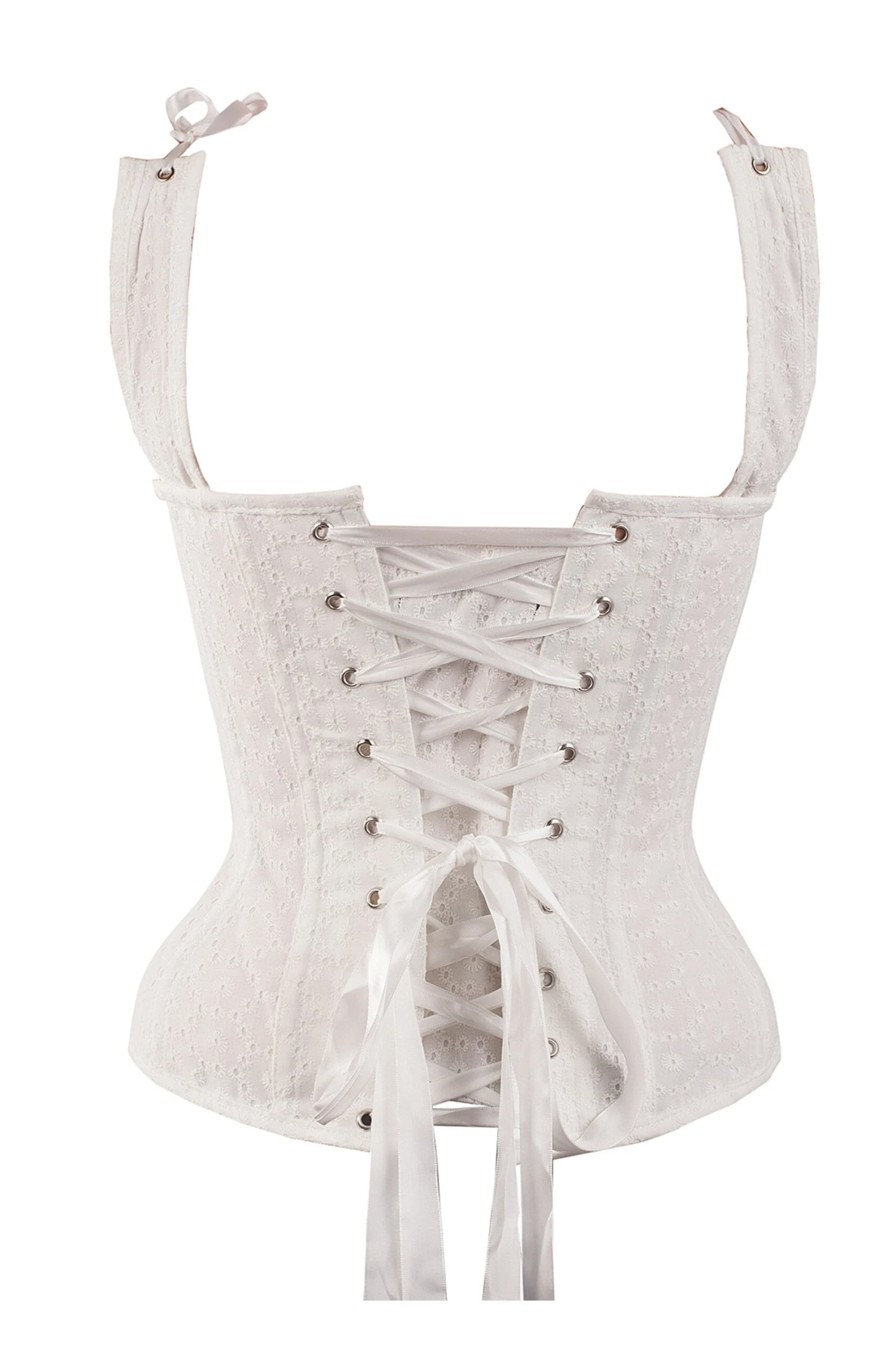 White Cotton Embroidery Anglaise Overbust With Gathered Bust 6 White Cotton Embroidery Anglaise Overbust With Gathered Bust - Image 6