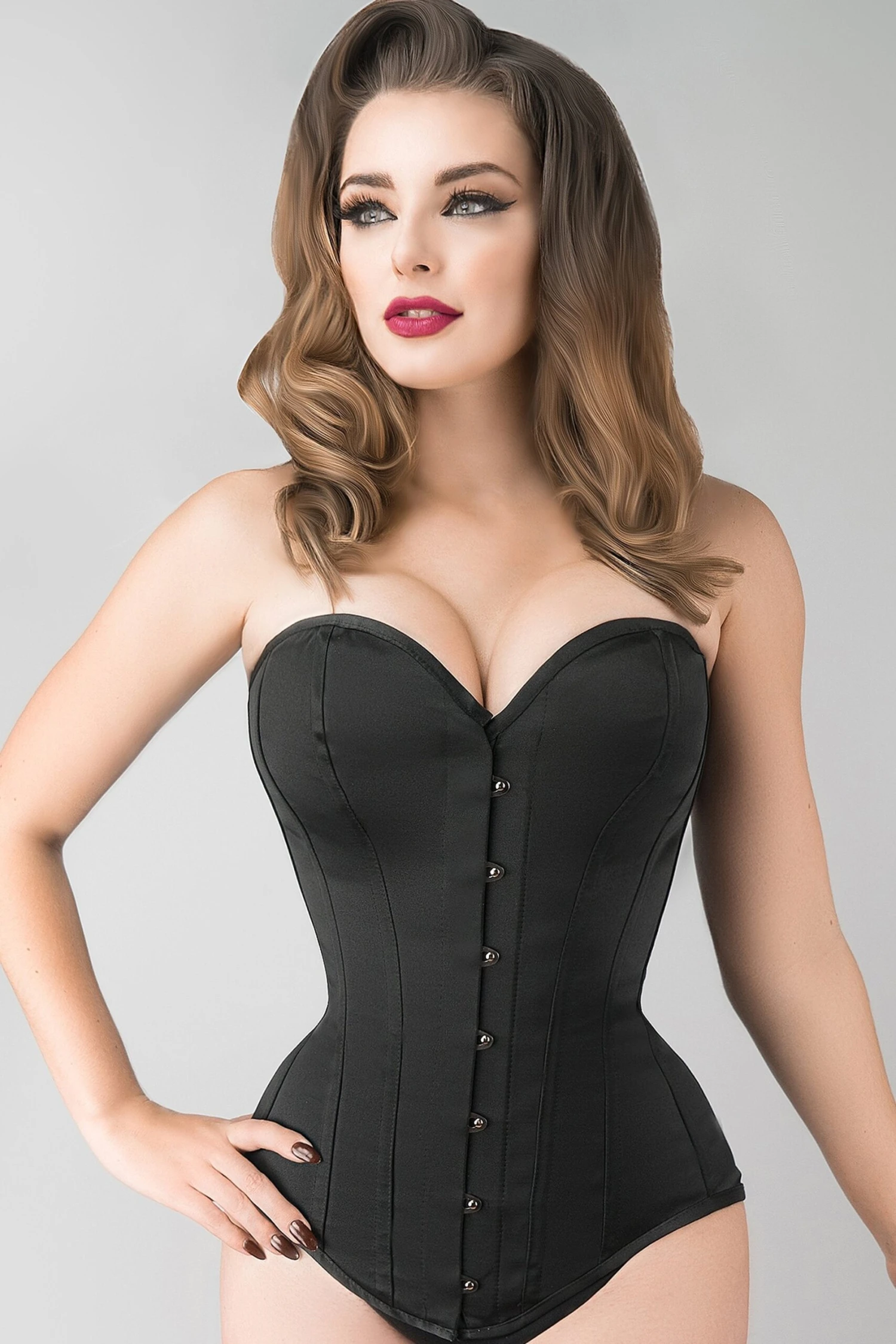 Instant Shape Black Satin Longline Overbust 2 Instant Shape Black Satin Longline Overbust - Image 2