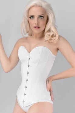 Instant Shape White Satin Overbust - Longline -Corset Story csft070 back