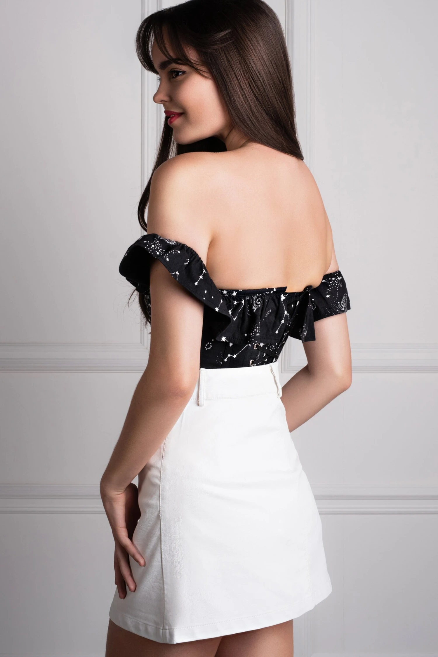 Cotton Astronomy Print Sleeved Corset Top 17 Cotton Astronomy Print Sleeved Corset Top - Image 17