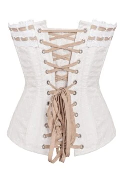 Vintage Inspired Straight Line Overbust With Ribbon Woven Through Lace Trim - Champagne -Corset Story vicsfa1010 back 1 1 536dbd67 a1e1 4f7a afef 866e071890eb
