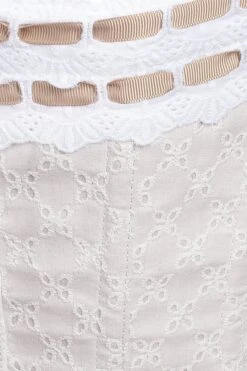 Vintage Inspired Straight Line Overbust With Ribbon Woven Through Lace Trim - Champagne -Corset Story vicsfa1010 detail 1 27d5f320 09d7 400f 998f 9ef8bc15e4ef