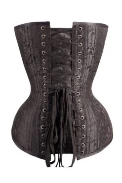 Long Black Brocade Expert Waist Training Corset -Corset Story wt 066 back 2
